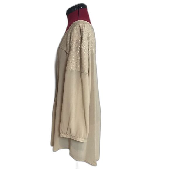 Chico's Sheer Cream Blouse with Beaded Fringe Detail Women Size XXL Embroidered - Picture 4 of 12